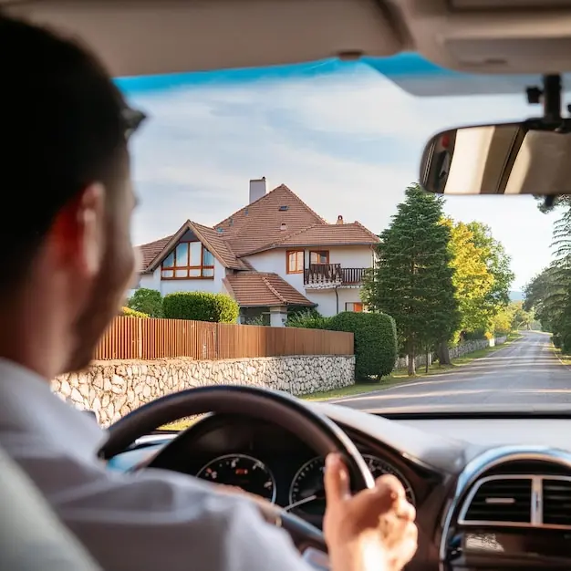 Driver regaining road confidence during a refresher driving lesson through a residential neighbourhood in Halifax Nova Scotia